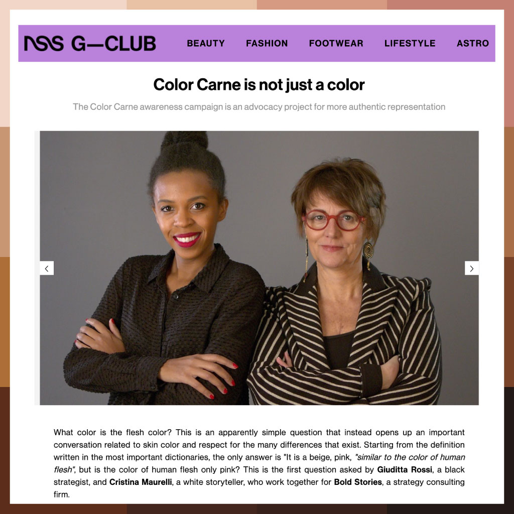 Card grafica con screenshot dell’articolo di nss g-club dedicato a Color Carne